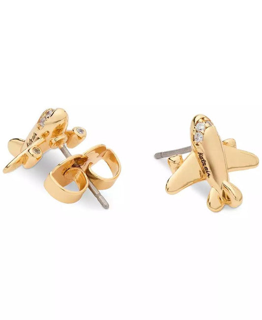 Gold-Tone Out of Office Airplane Stud Earrings