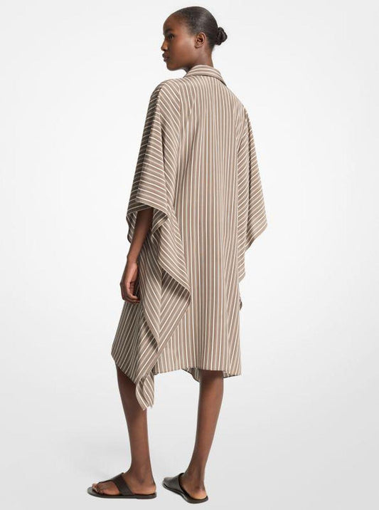 Striped Crepe de Chine Caftan Shirtdress
