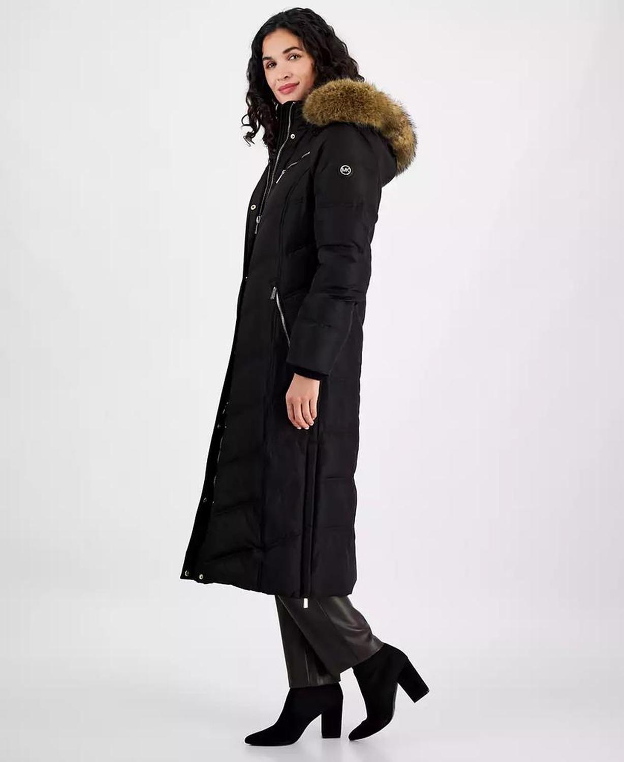 Women's Faux-Fur-Trim Hooded Maxi Puffer Coat