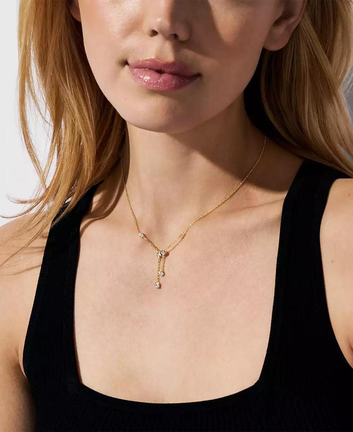 Brilliance Lariat Cubic Zirconia Y Pendant Necklace