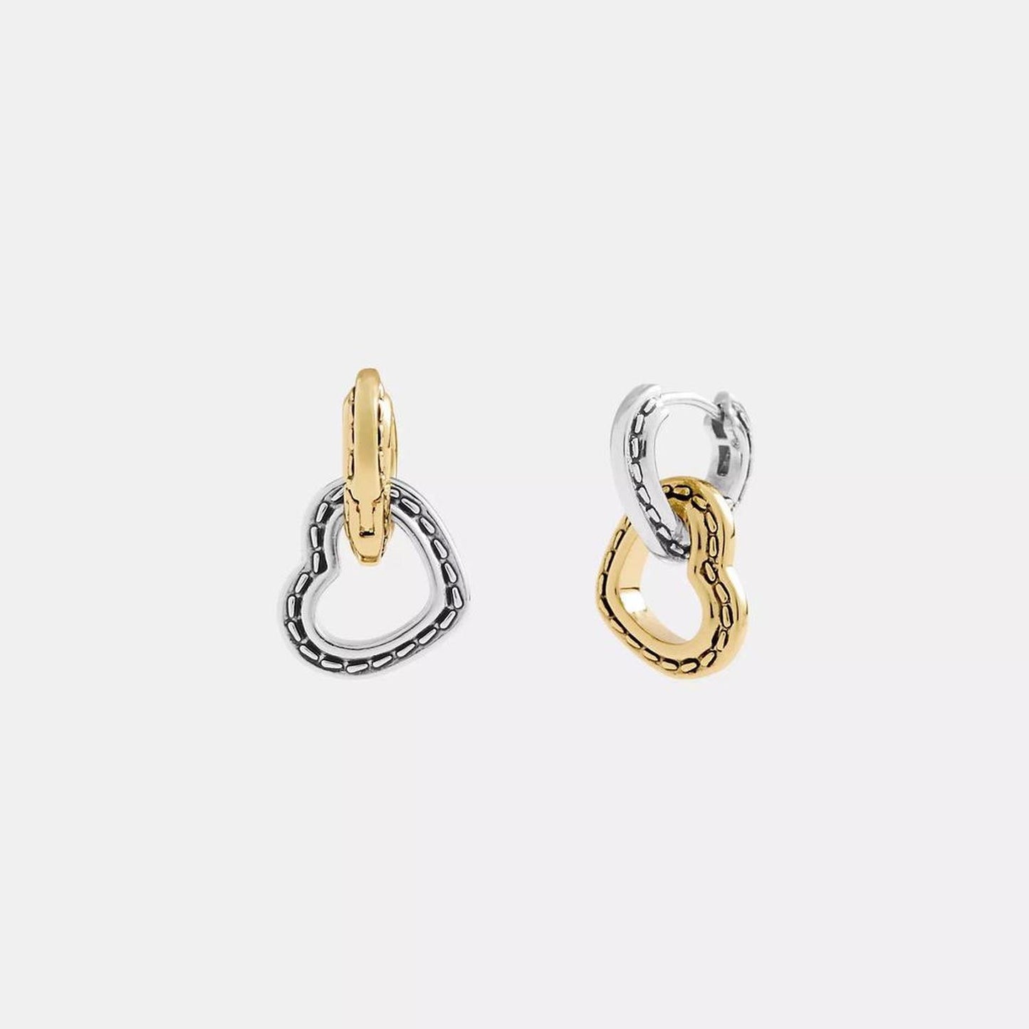 Double Stitched Hearts Drop Earrings