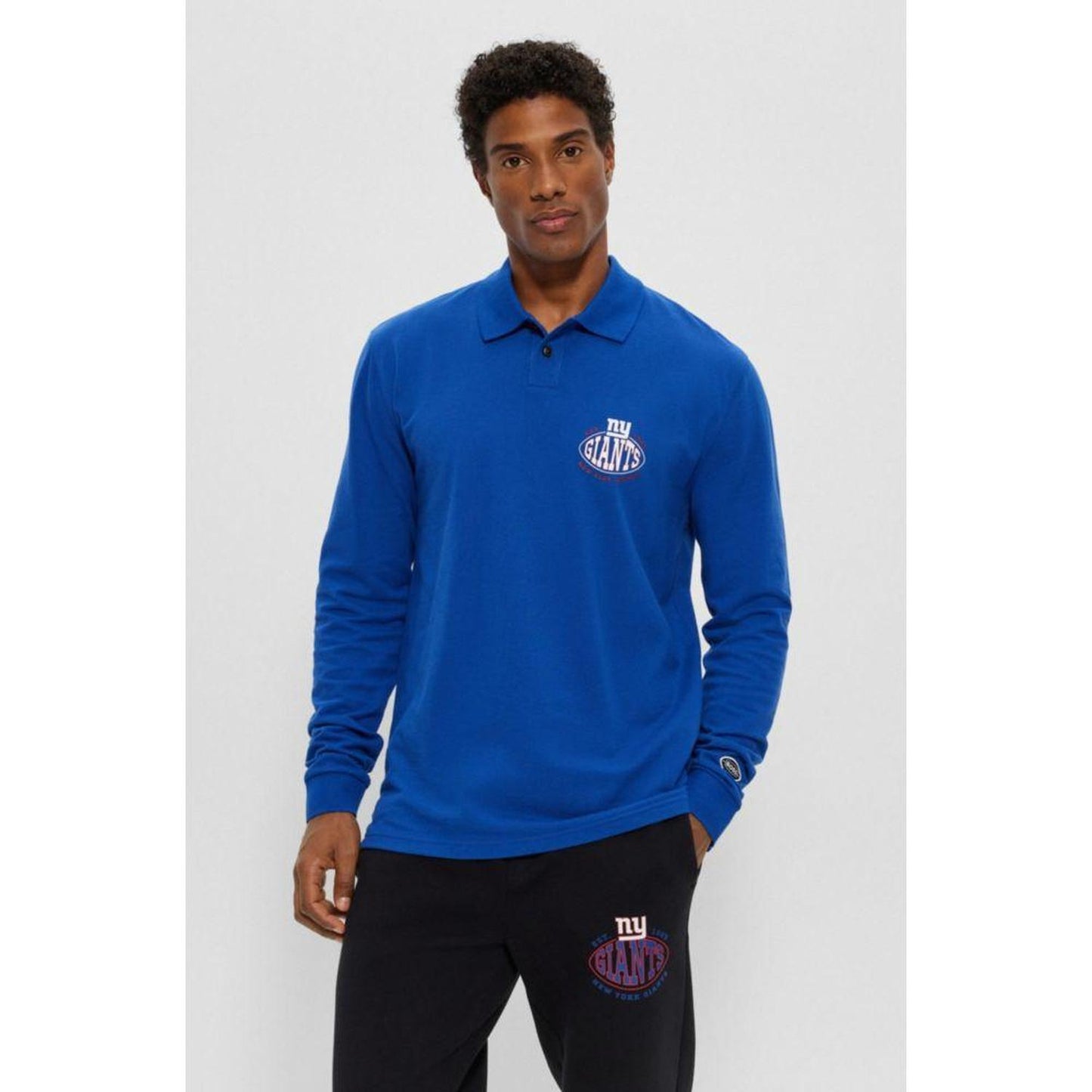 BOSS x NFL long-sleeved polo shirt with collaborative branding