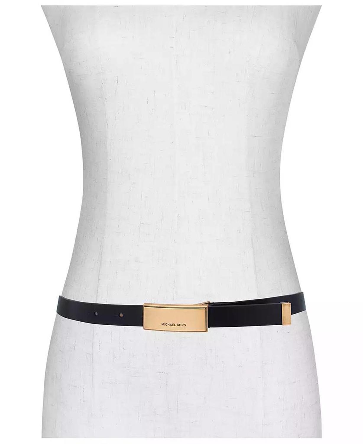 Micheal Kors Women's Plaque Leather Belt