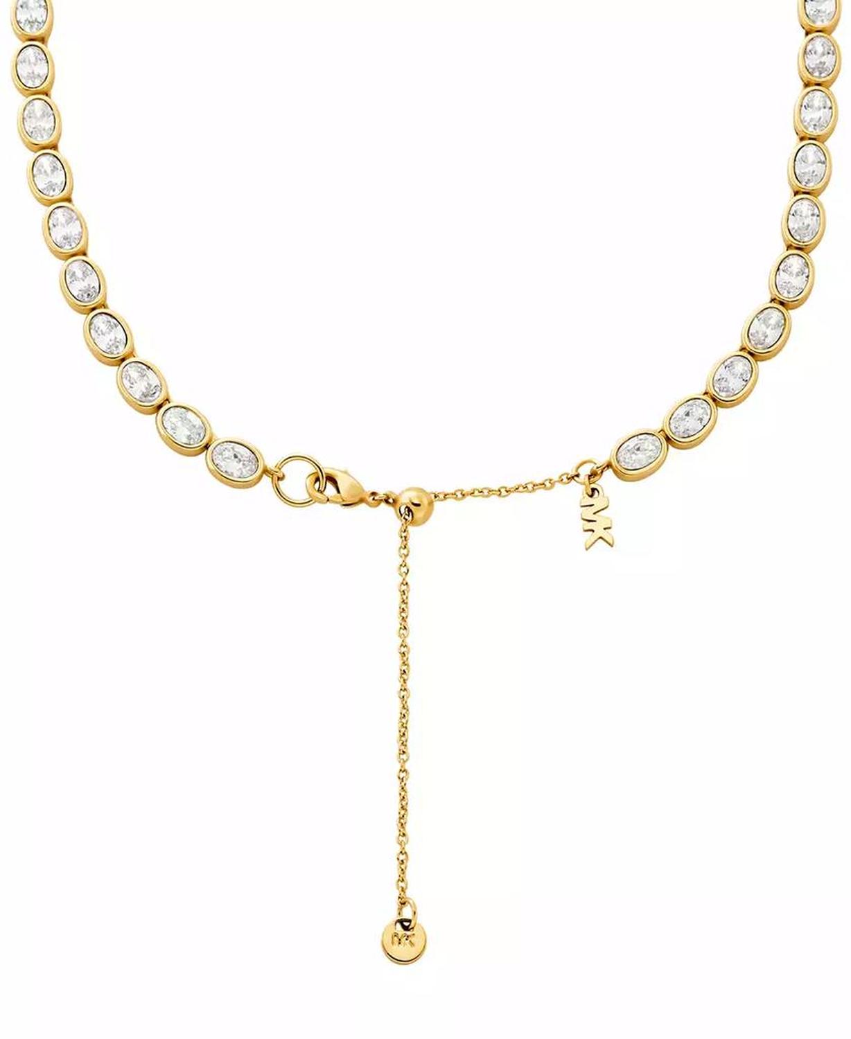 14K Gold-Plated Brass Bezel-Set Necklace