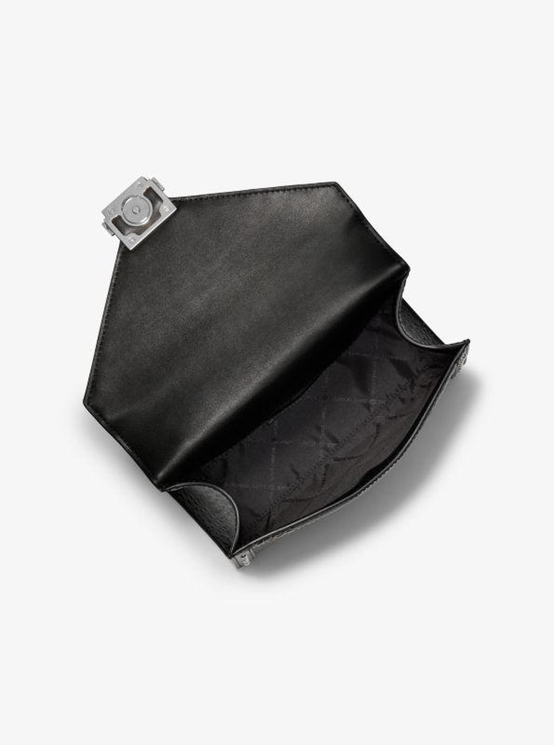 Whitney Medium Signature Logo and Leopard Print Calf Hair Shoulder Bag