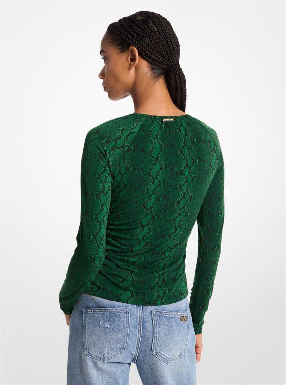 Snake Print Matte Jersey Top