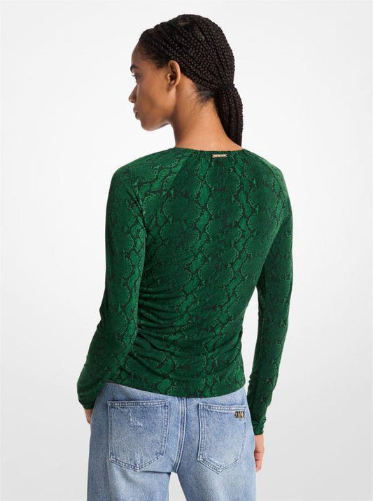 Snake Print Matte Jersey Top