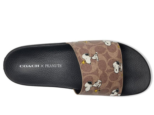 Coach X Peanuts Pool Slide in Signature Canvas with Snoopy Print
