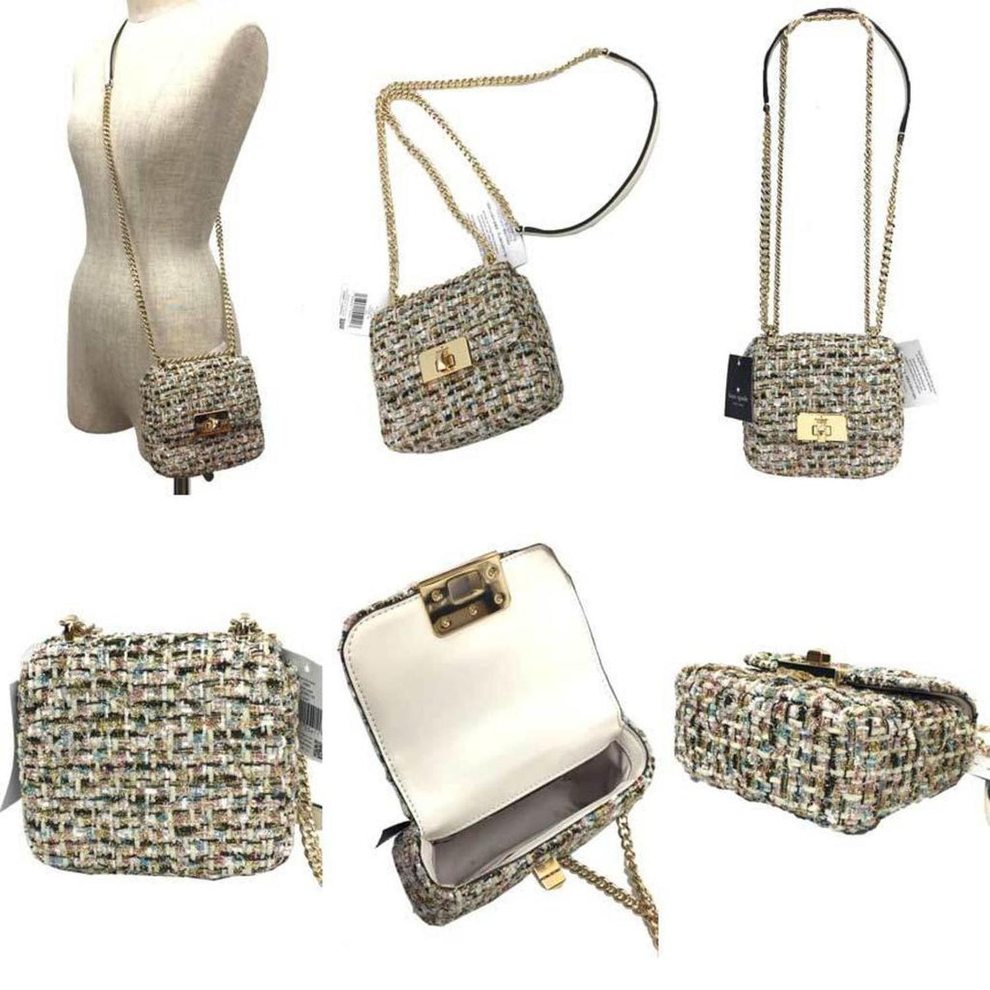 Tweed Leather Shoulder Bag (Pre-Owned)