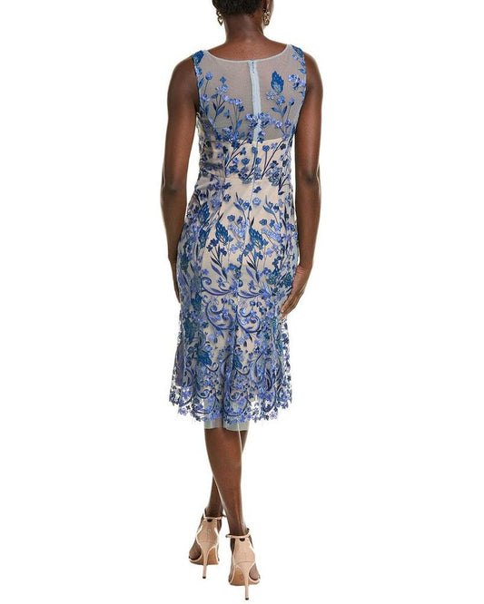 Embroidered Tulle Midi Dress