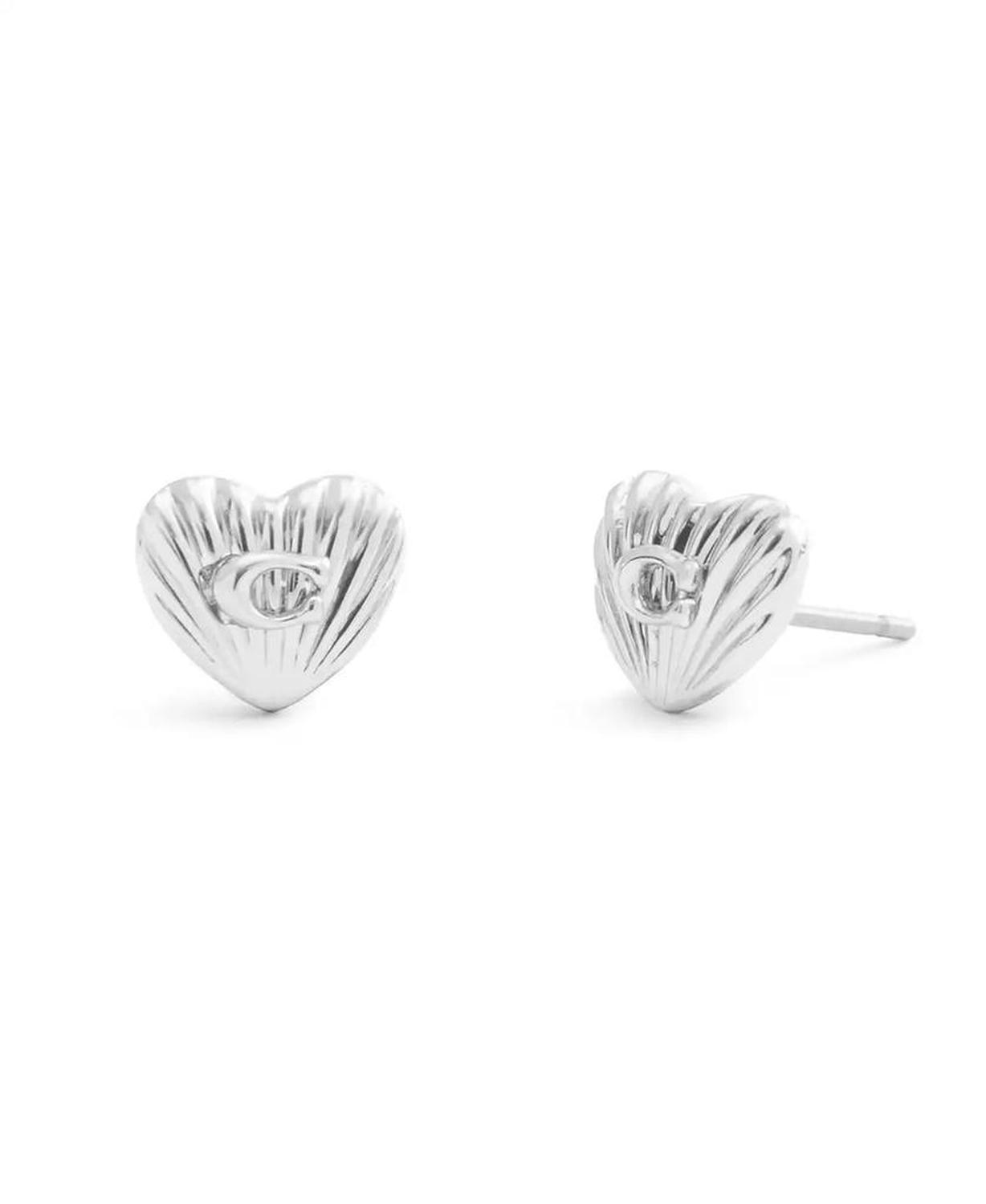 Rhodium Signature Heritage Heart Stud Earrings