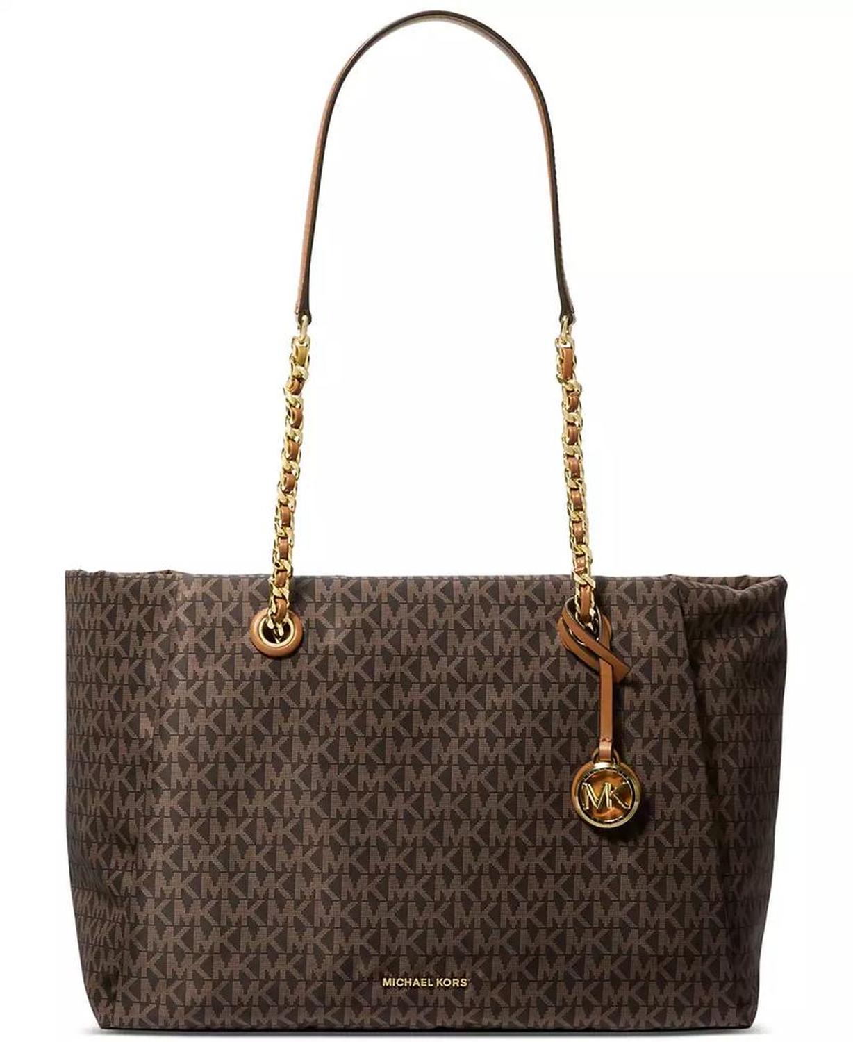 Georgia Logo Brown Zip Top Tote Bag