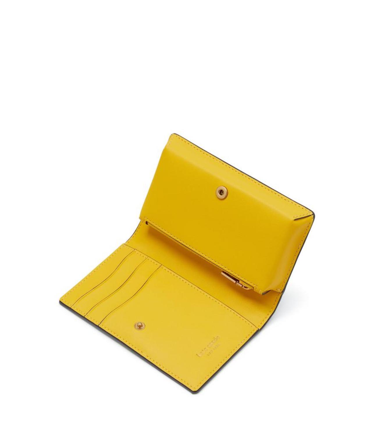 Katy Sunshine Floral Printed Textured Leather Small Bifold Snap Wallet