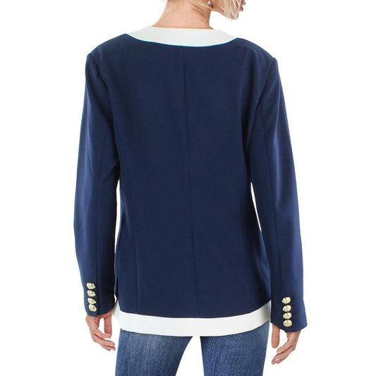 Emele Womens Career Office Collarless Blazer