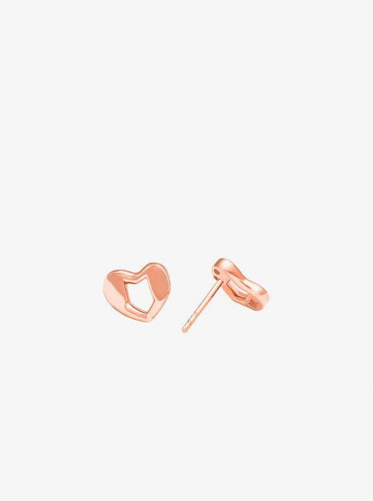 Precious Metal-Plated Sterling Silver Heart Stud Earrings