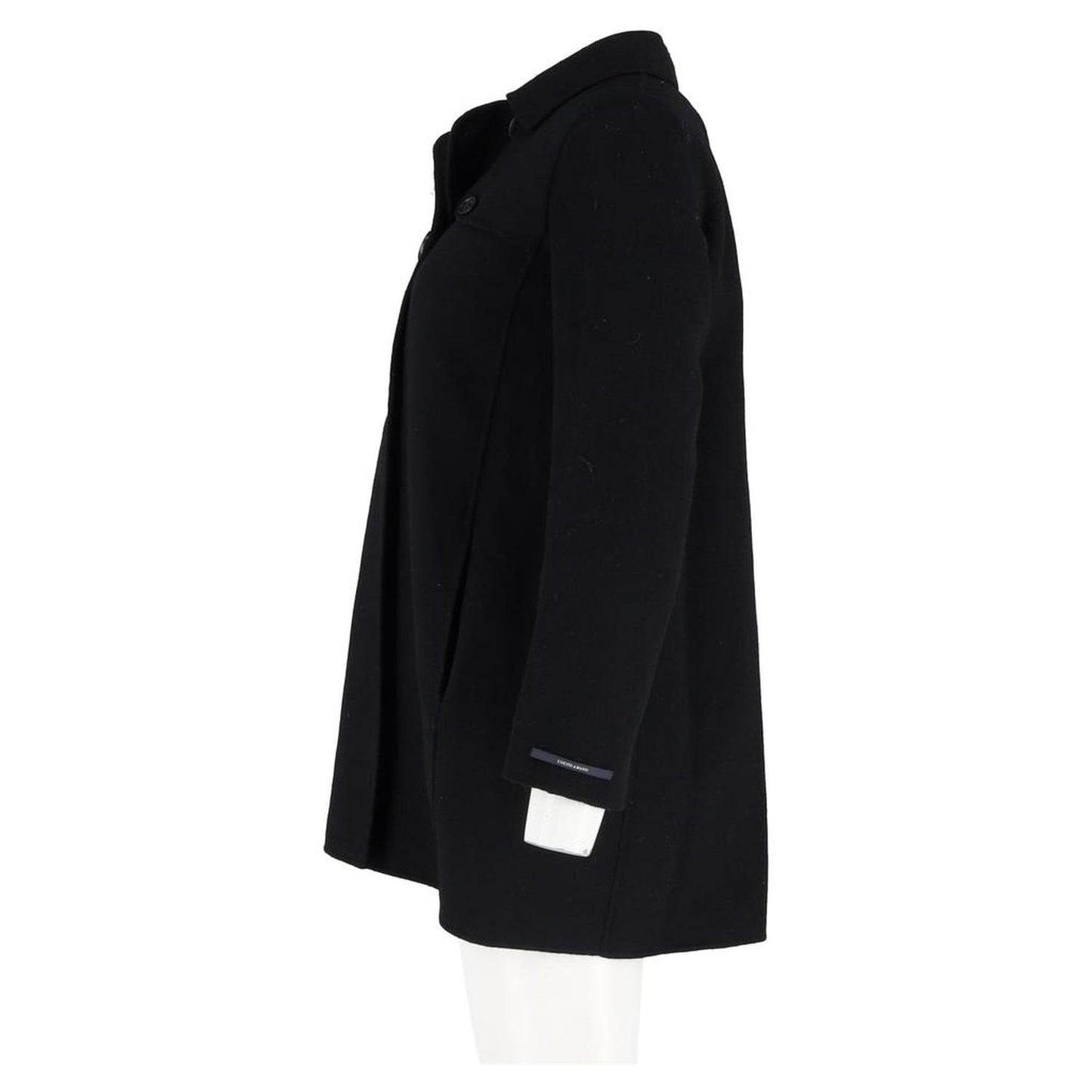 Double-Breasted Peacoat in Black Wool