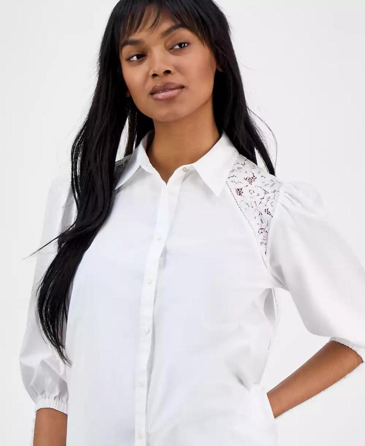 Women's 3/4-Sleeve Button-Up Blouse