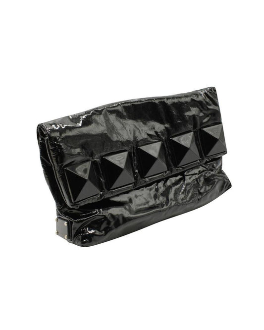 Studded Clutch in Black Patent Leather