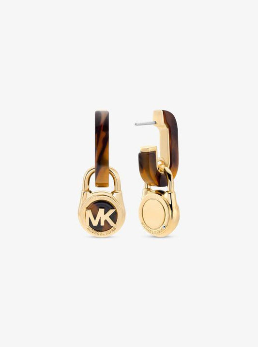 Precious Metal-Plated Brass and Acetate Padlock Drop Earrings