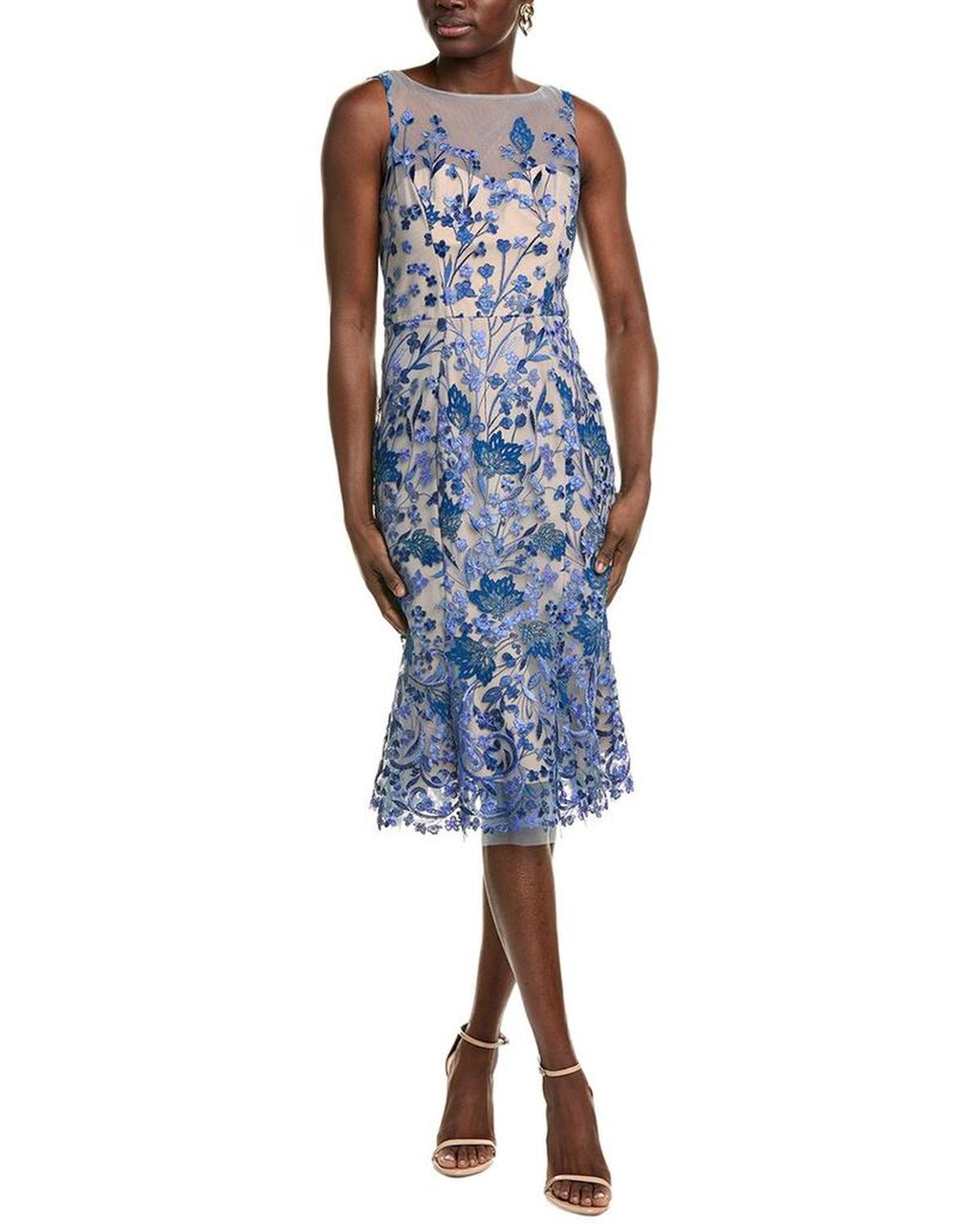 Embroidered Tulle Midi Dress