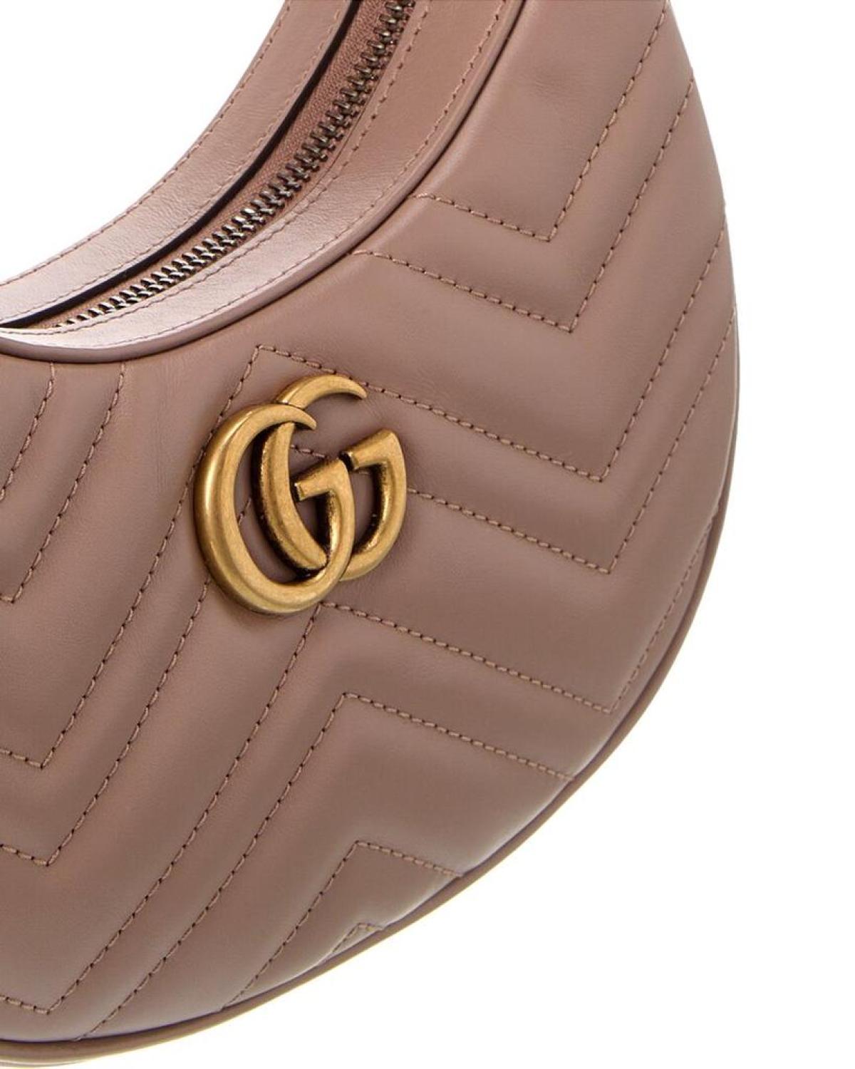 Gucci GG Marmont Half Moon Shaped Mini Leather Crossbody