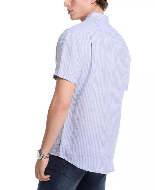 Men's Classic Fit Short Sleeve Button Front Halo Striped Shirt