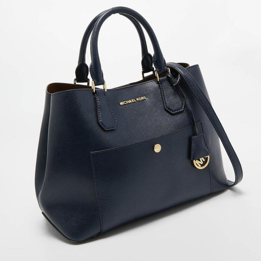 Michael Kors Navy Leather Front Pocket Tote