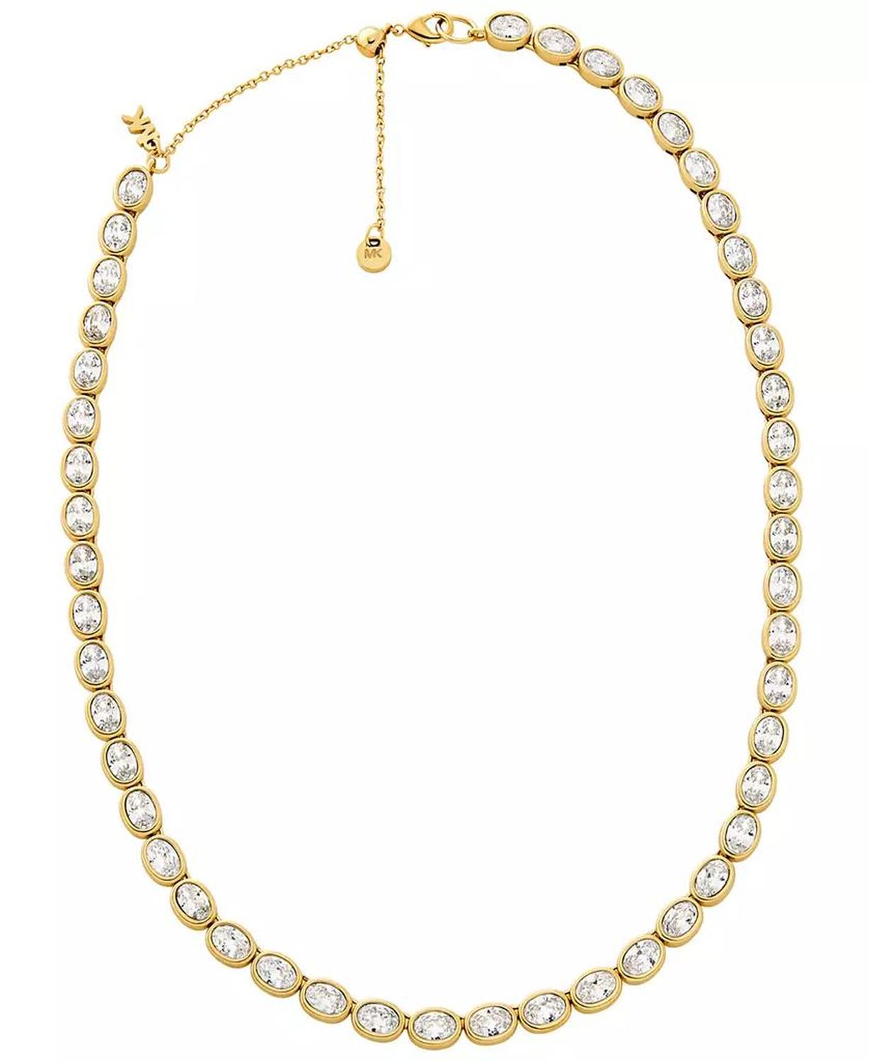 14K Gold-Plated Brass Bezel-Set Necklace