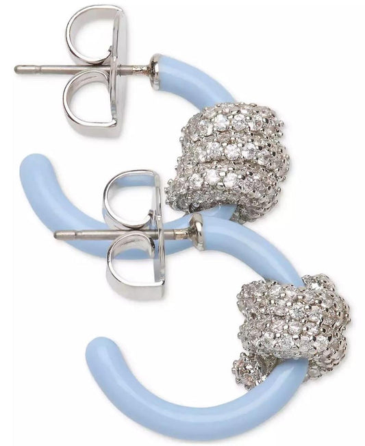 Small Pavé Knot Hoop Earrings, 0.62"