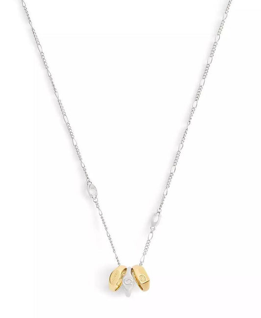 Two-Tone Signature Signet Rondelle Pendant Necklace