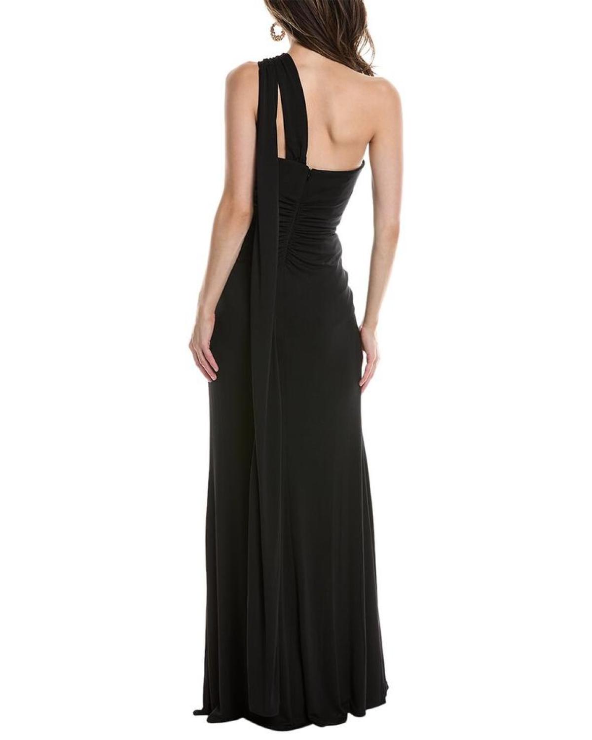 Marchesa Notte Asymmetrical Halter Gown