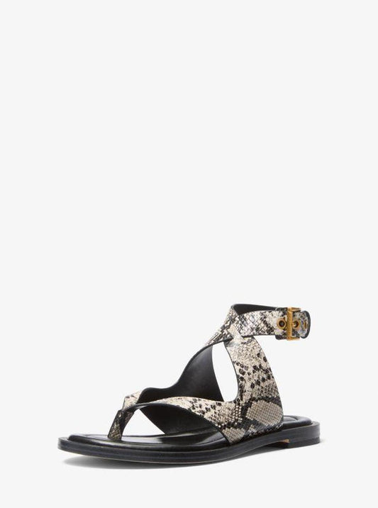 Irene Snake Embossed Leather Wrap Sandal