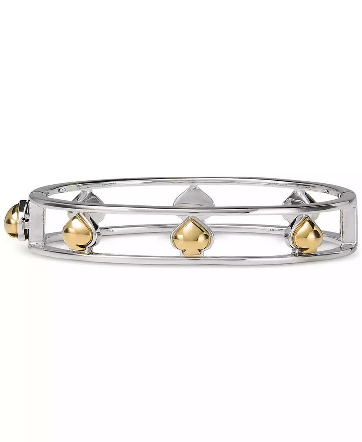 Two-Tone Sculpted Spade Cut Out Bangle Bracelet