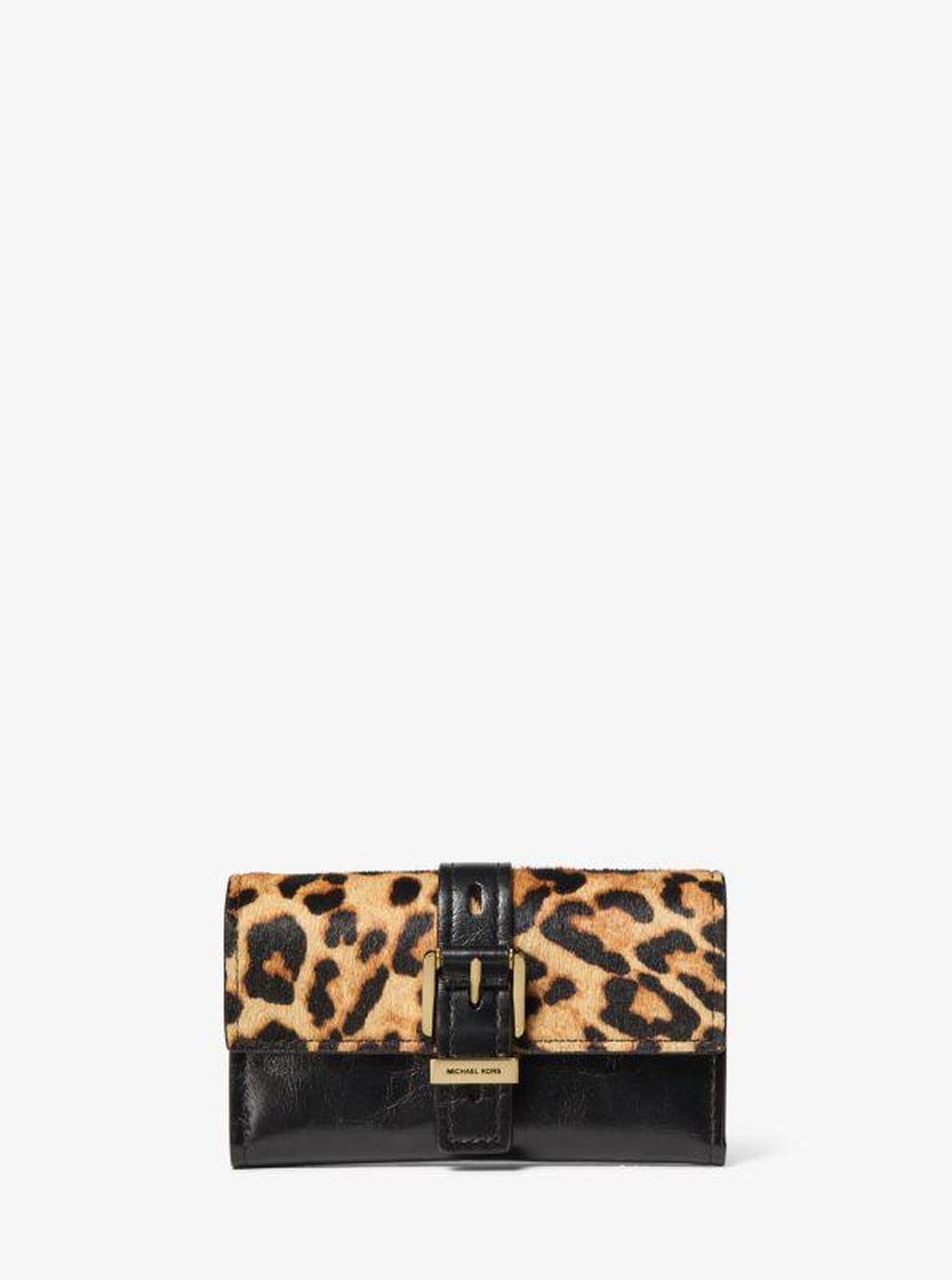 Nolita Medium Leopard Print Calf Hair and Leather Tri-Fold Wallet