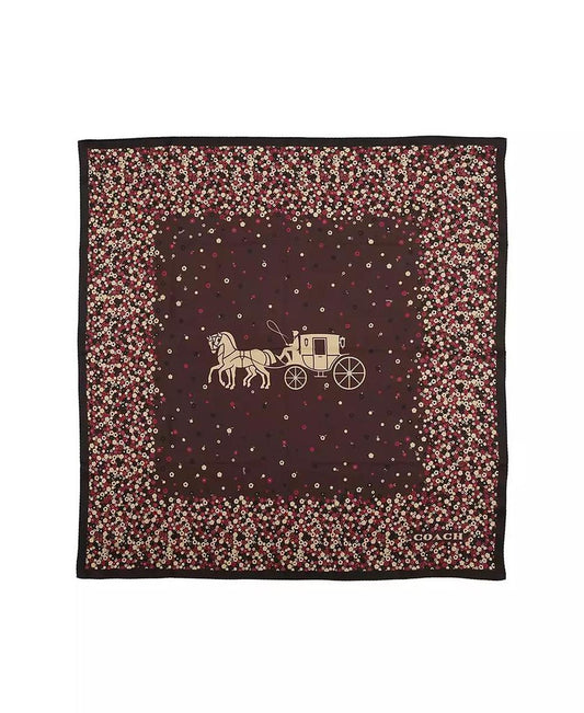 Women's Horse and Carriage Tea Rose Printed Silk Scarf