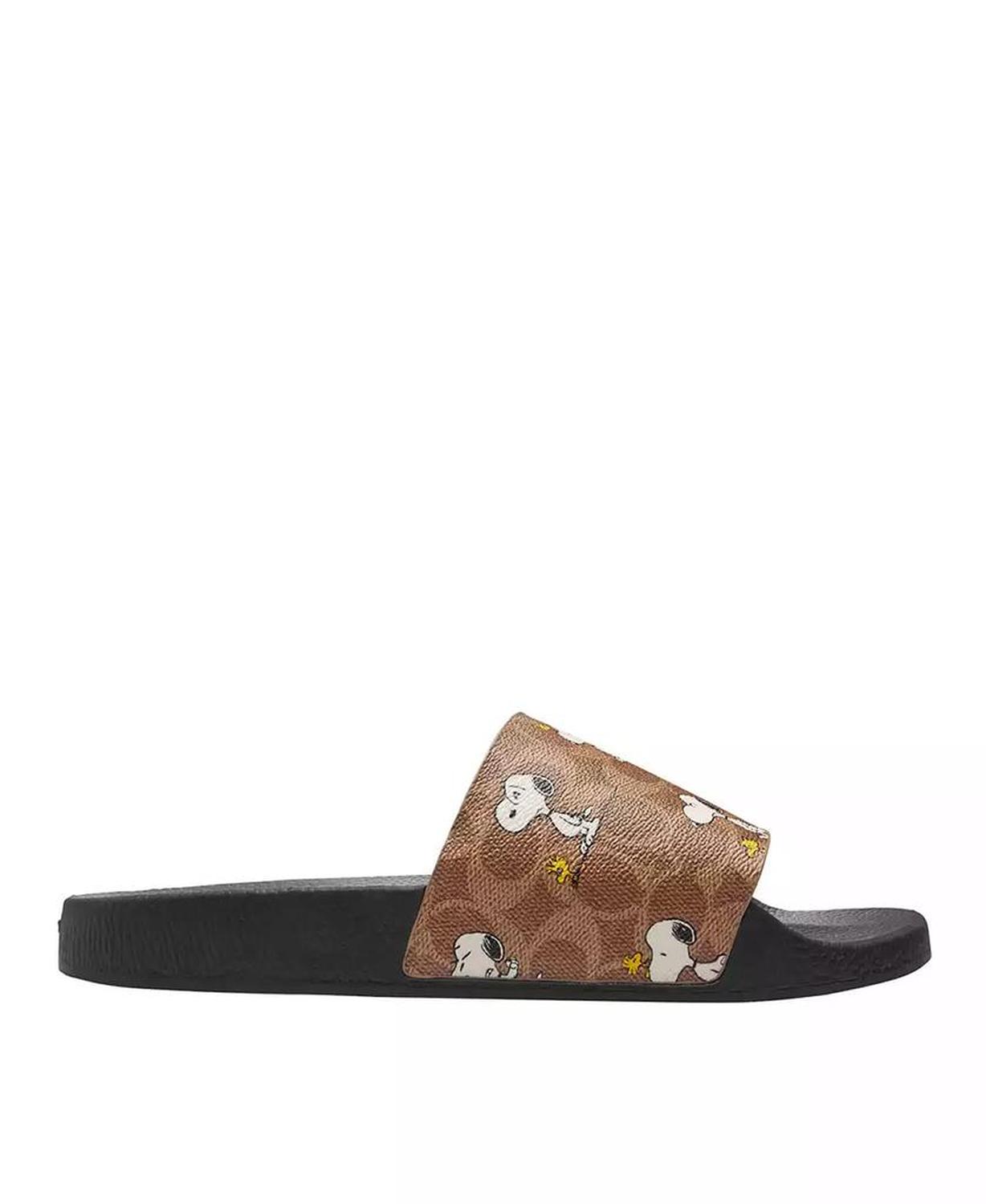 X Peanuts Men's Signature Canvas Snoopy Print Pool Slide