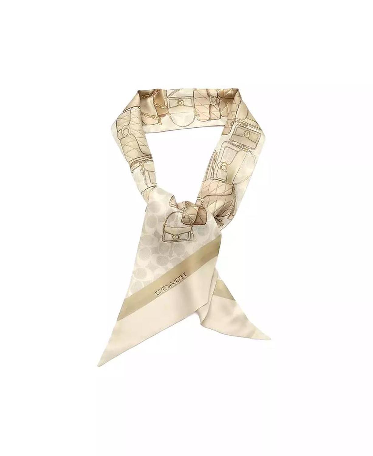 Stacked Tabby Bags Print Silk Skinny Scarf