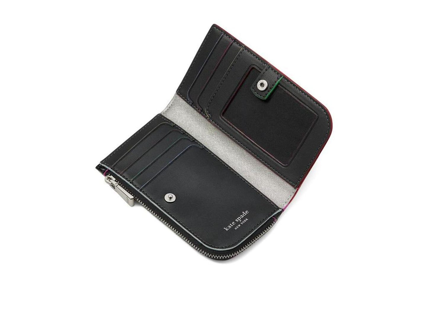 Devin Glitter Edge Shiny Saffiano Small Slim Bifold Wallet