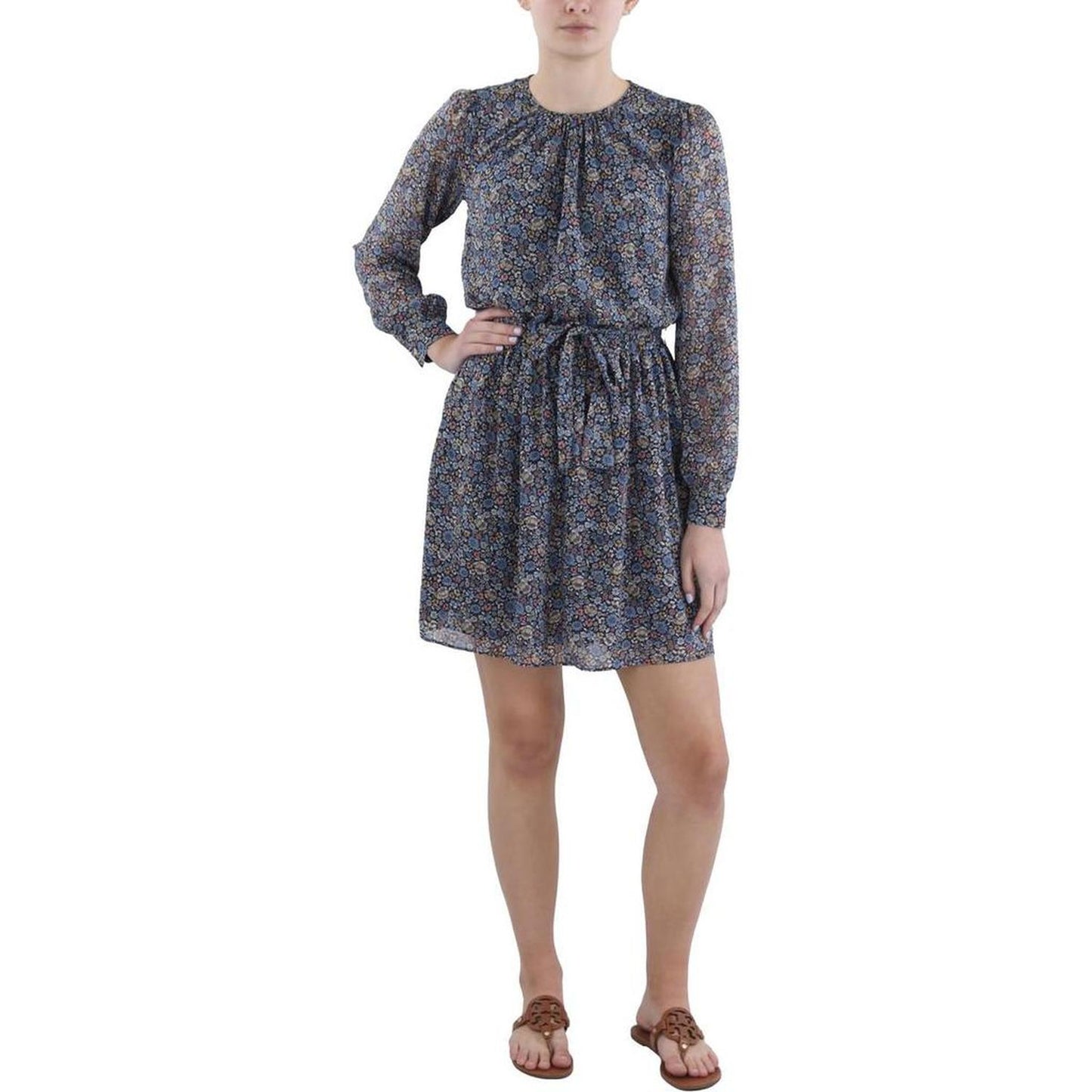 Womens Flora Print Bracelet Sleeve Shirtdress