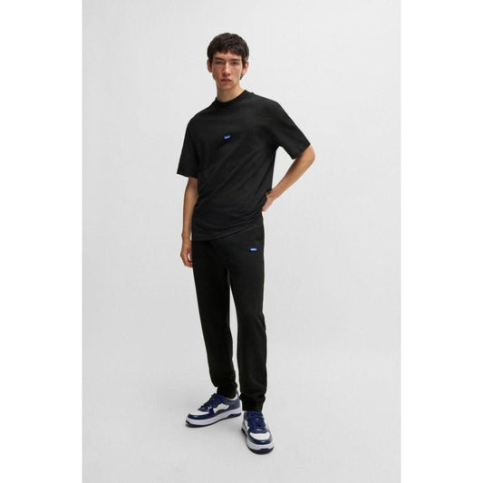 Cotton-jersey T-shirt with blue logo patch