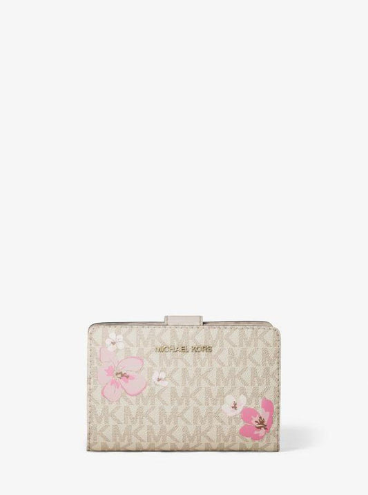 Jet Set Medium Floral Embellished Signature Logo Bi-fold Wallet