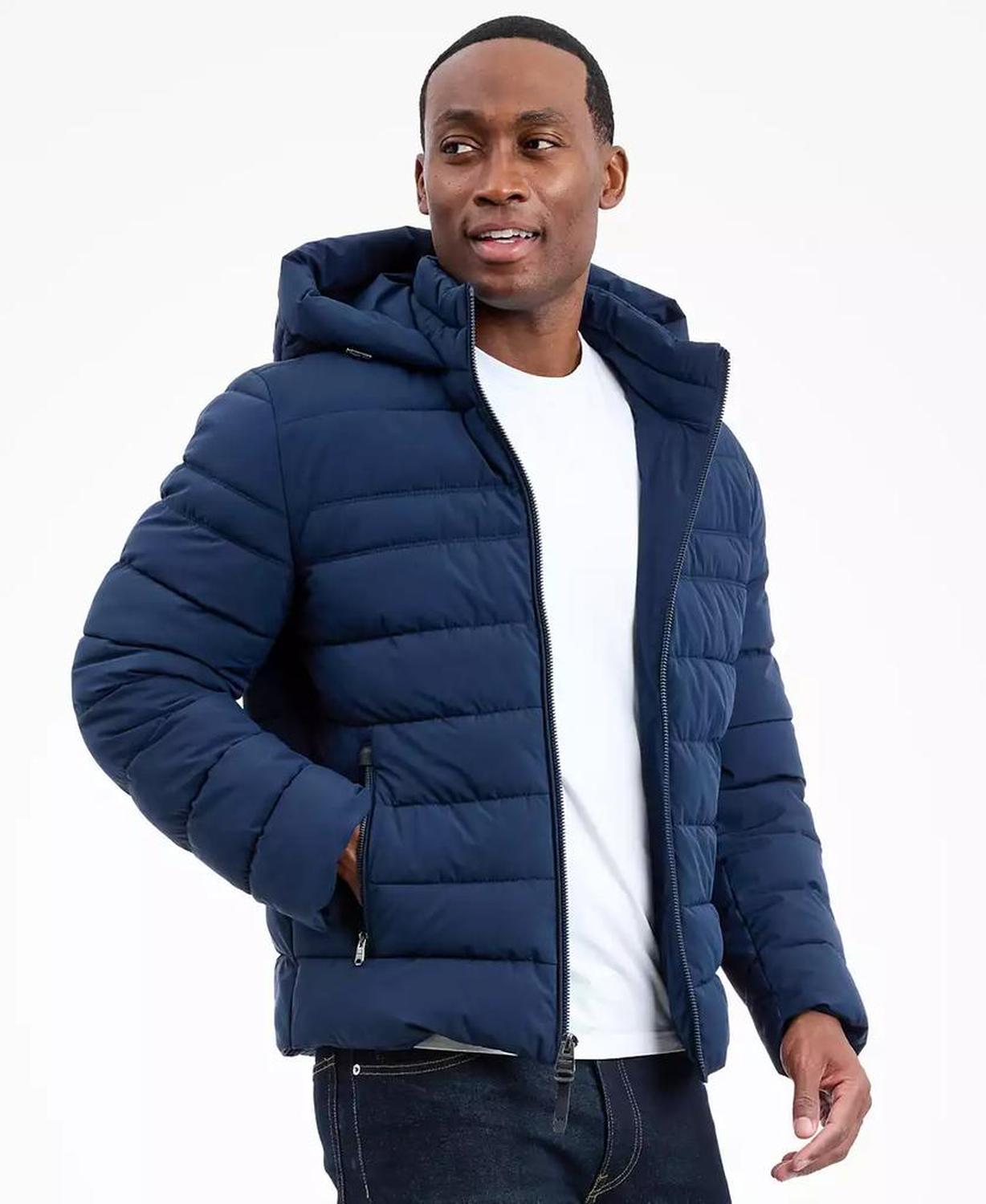 Men's Dressy Hooded Stretch Packable Jacket
