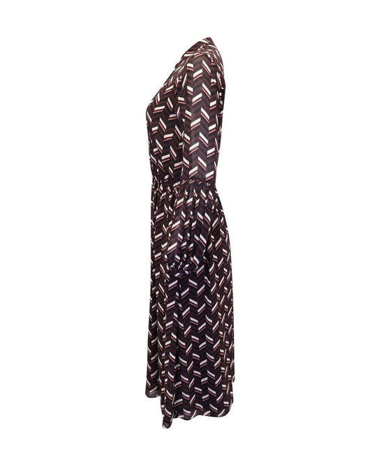 Chevron-print Midi Dress in Purple Polyester