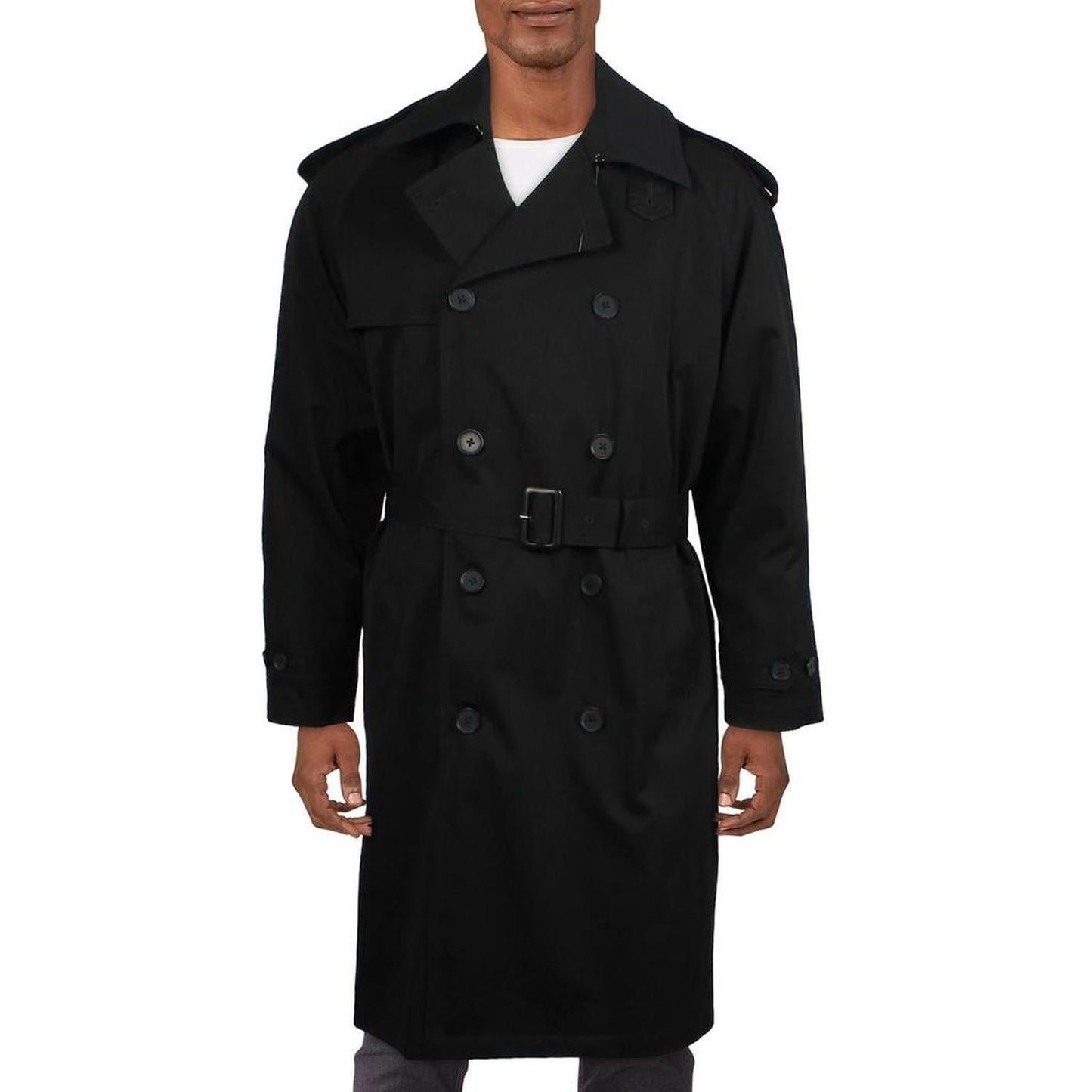 Mens Double-Breasted Polyester Trench Coat