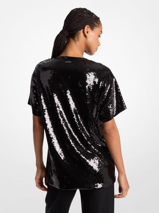 Sequined Jersey Oversized T-Shirt