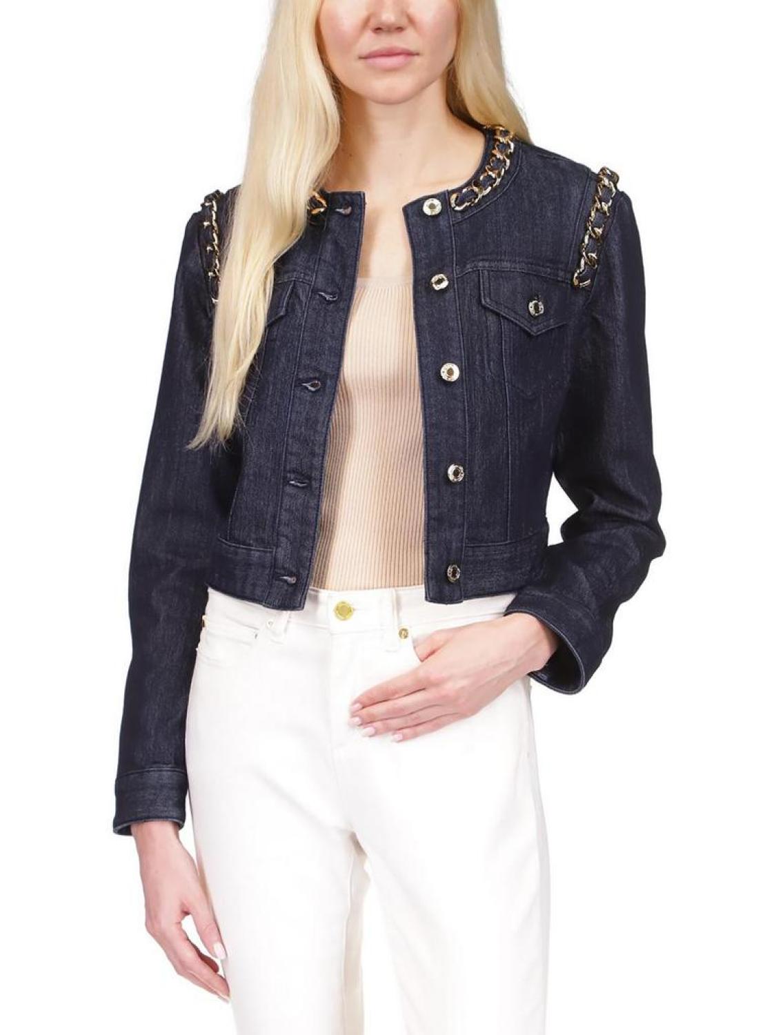 Womens Chain Denim Denim Jacket