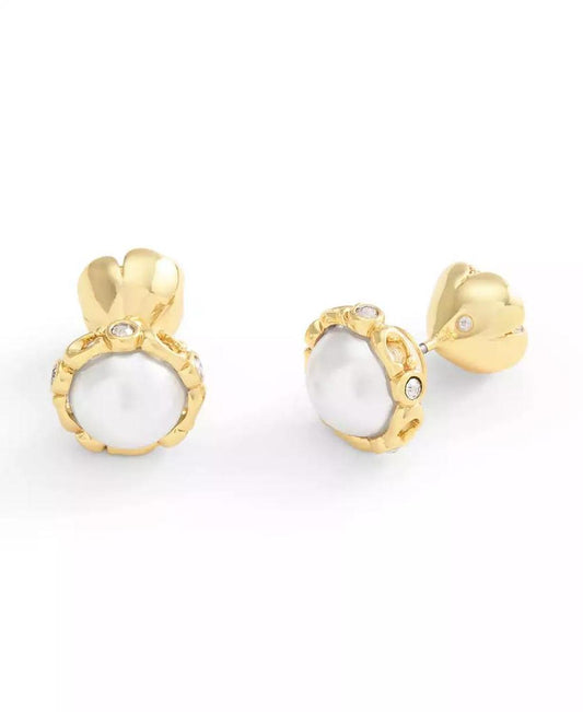 Faux Stone Signature Floral Cultivated Pearl Orb Jacket Earrings