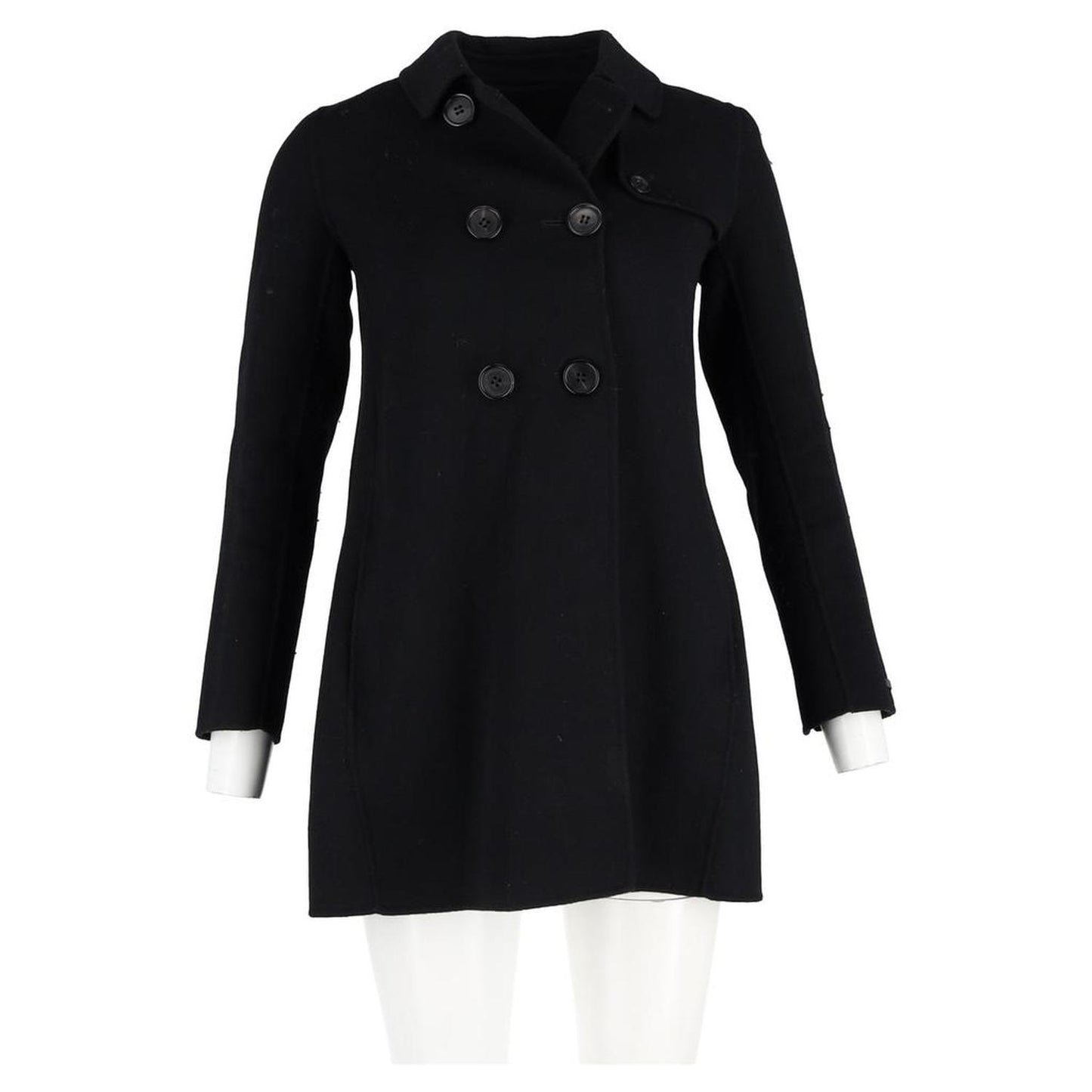 Double-Breasted Peacoat in Black Wool