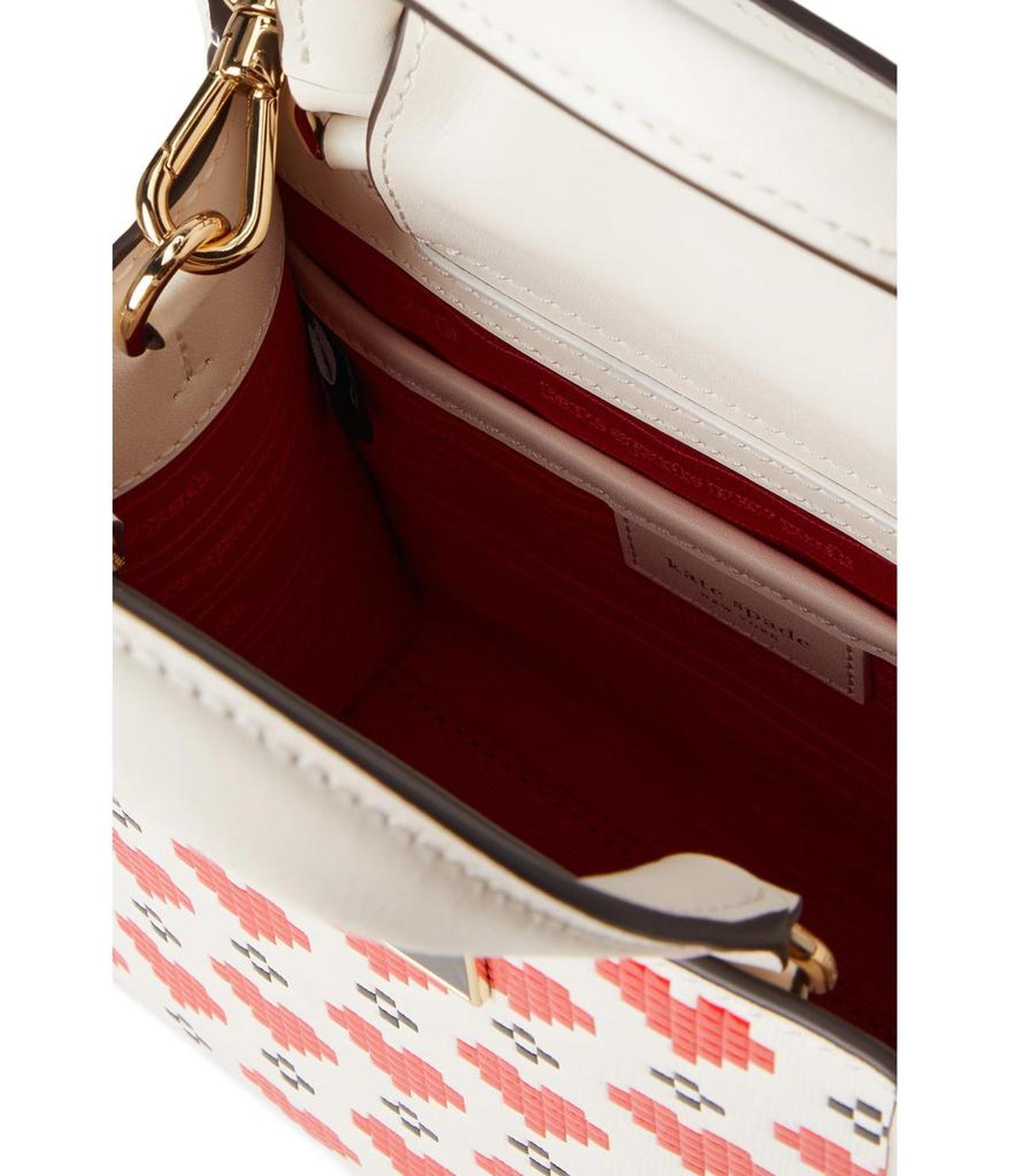 Manhattan Pixel Hearts Embossed Saffiano Leather Mini Tote