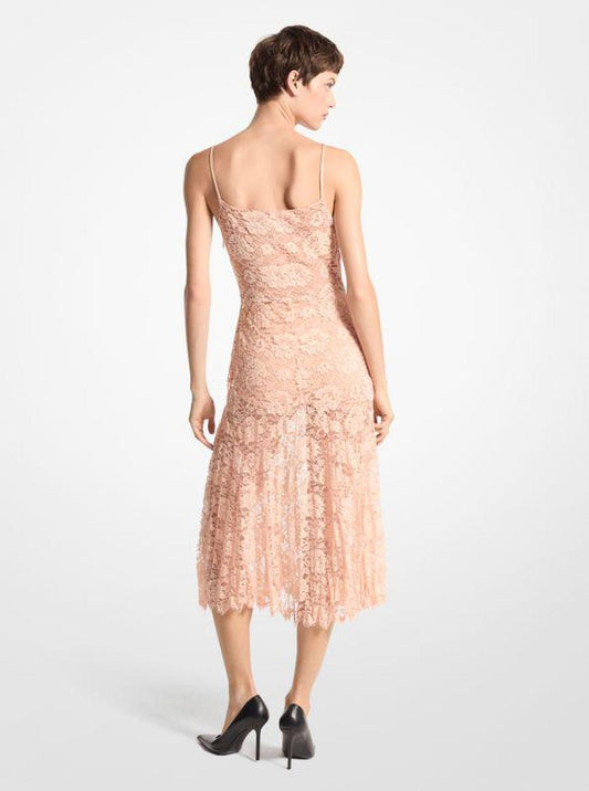 Crushed Floral Lace Slip Dress